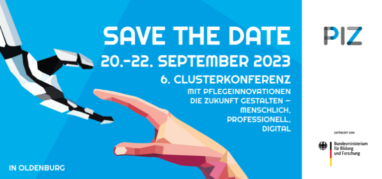 Roboterhand und menschliche Hand greifen nacheinander. 6. Clusterkonferenz: 20.-22. September 2023